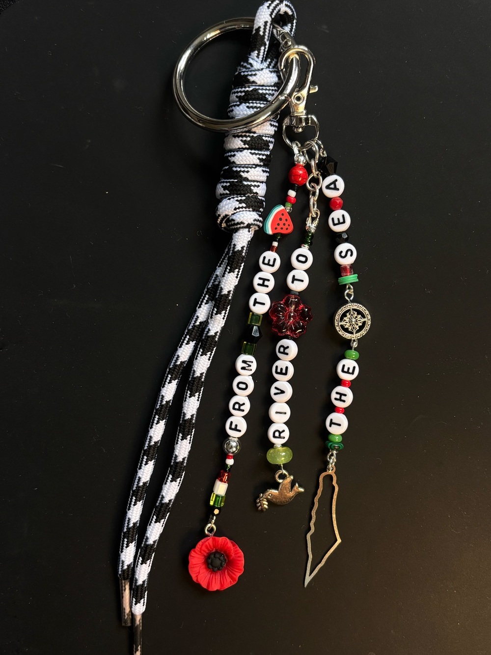 “From the River to the Sea” Bag Charm. Handmade and Designed by Seller 🍉🕊️🌺